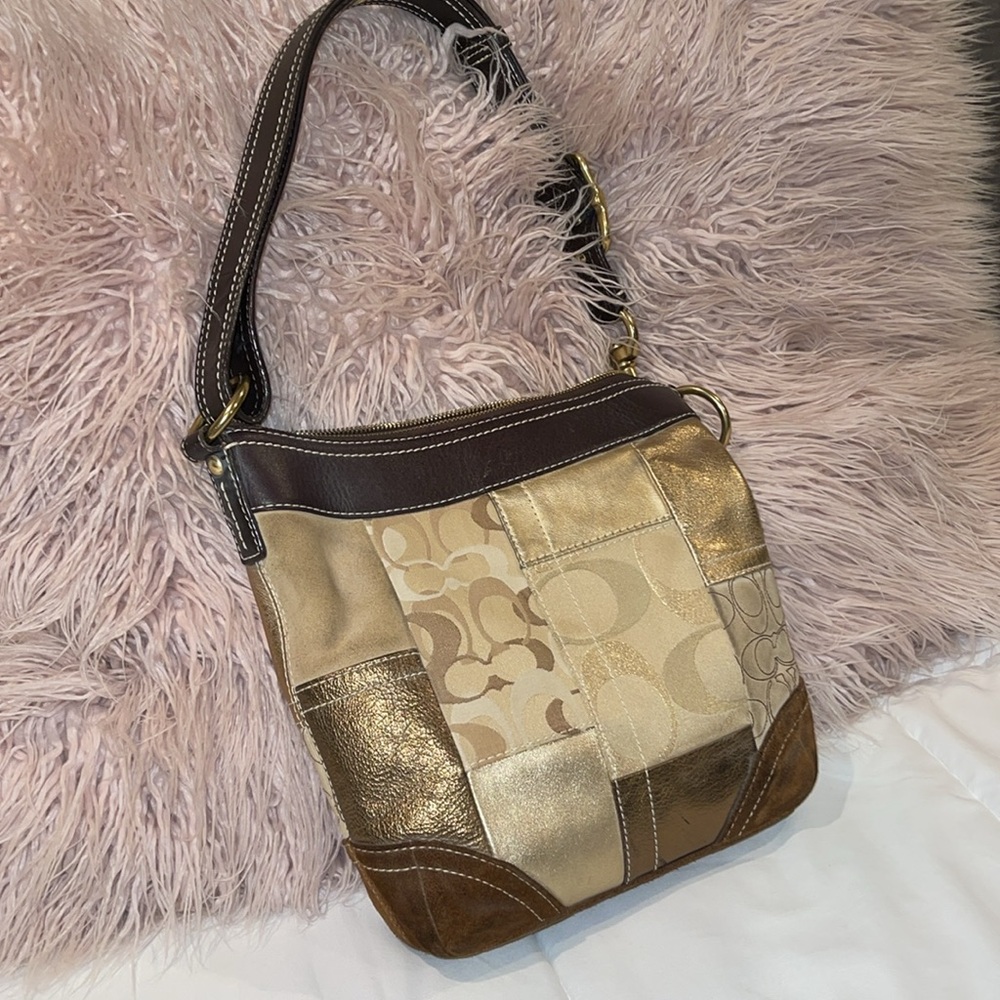 COACH y2k Patchwork shoulder purse Era Assorted material. Leather and Suede